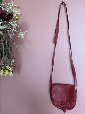 Classic Red Leather Crossbody Bag